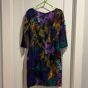 Milly Colorful Abstract Long Sleeve Dress